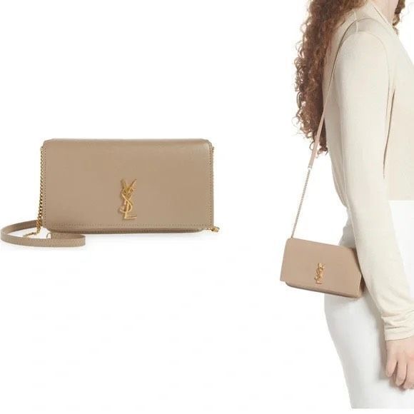 Saint Laurent Cassandre Phone Holder with Strap in Smooth Leather $745 - Picture 1 of 11